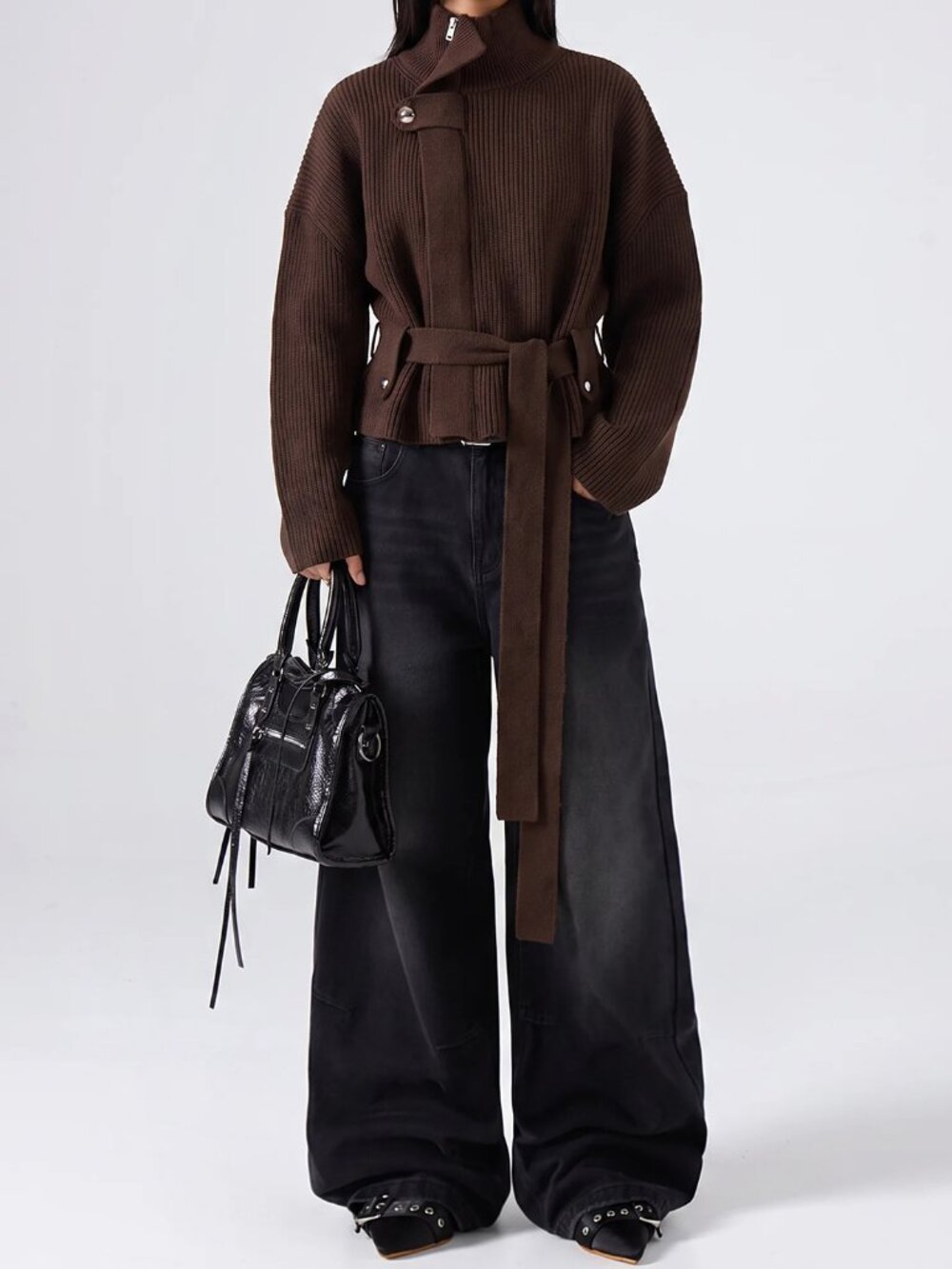 Chocolate Brown Casual Women's Cardigan - Picture 6 of 7